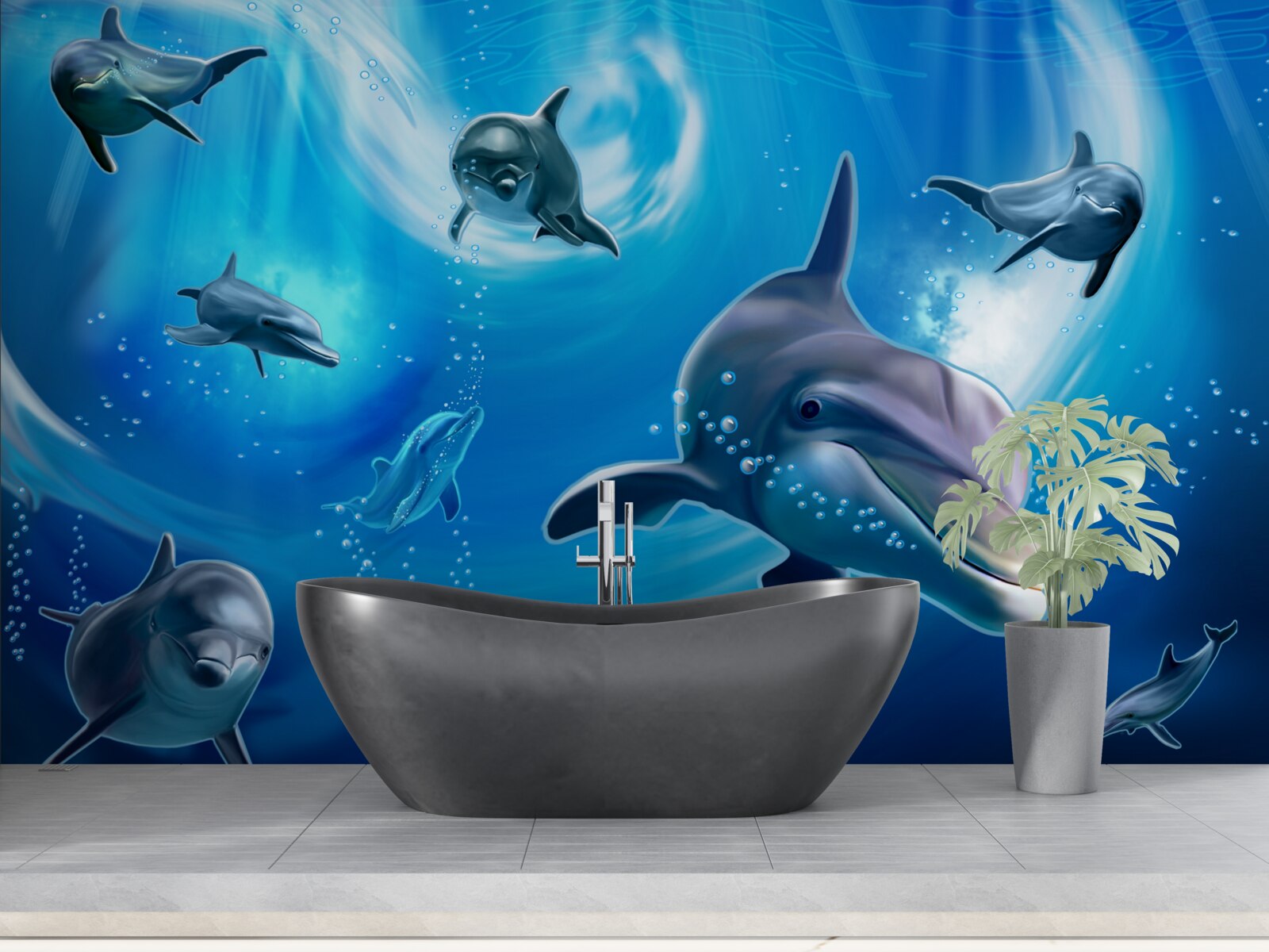 Fototapet delfini adorabili în abisul mării