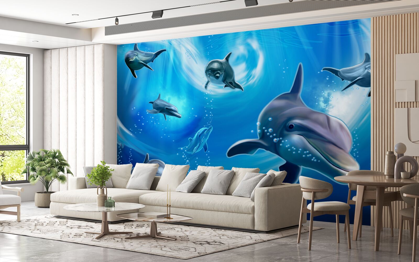 Fototapet delfini adorabili în abisul mării