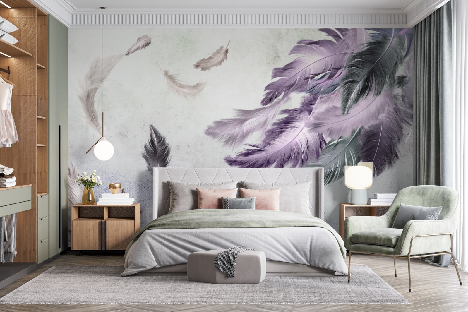 Fototapet zbor de pene ușoare