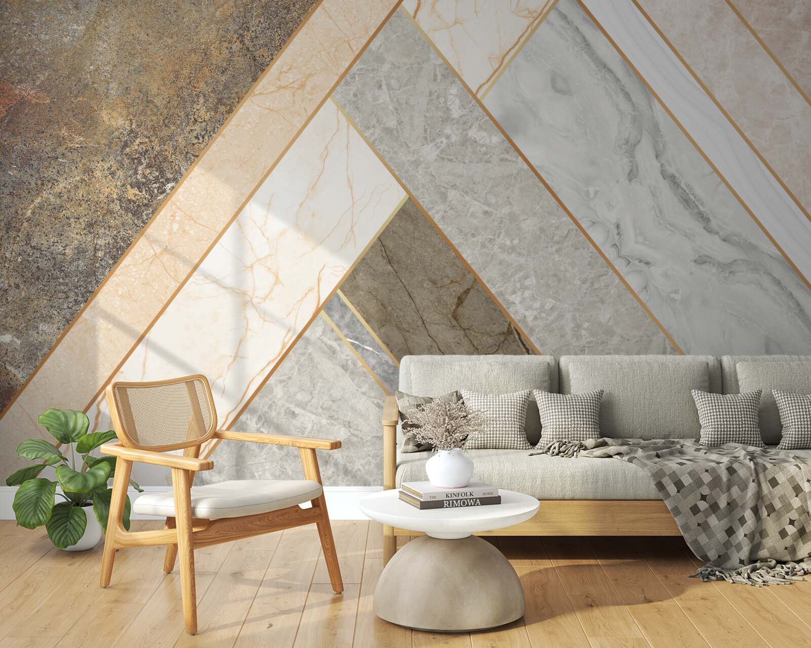 Fototapet mozaic pe marmură în nuanțe deschise