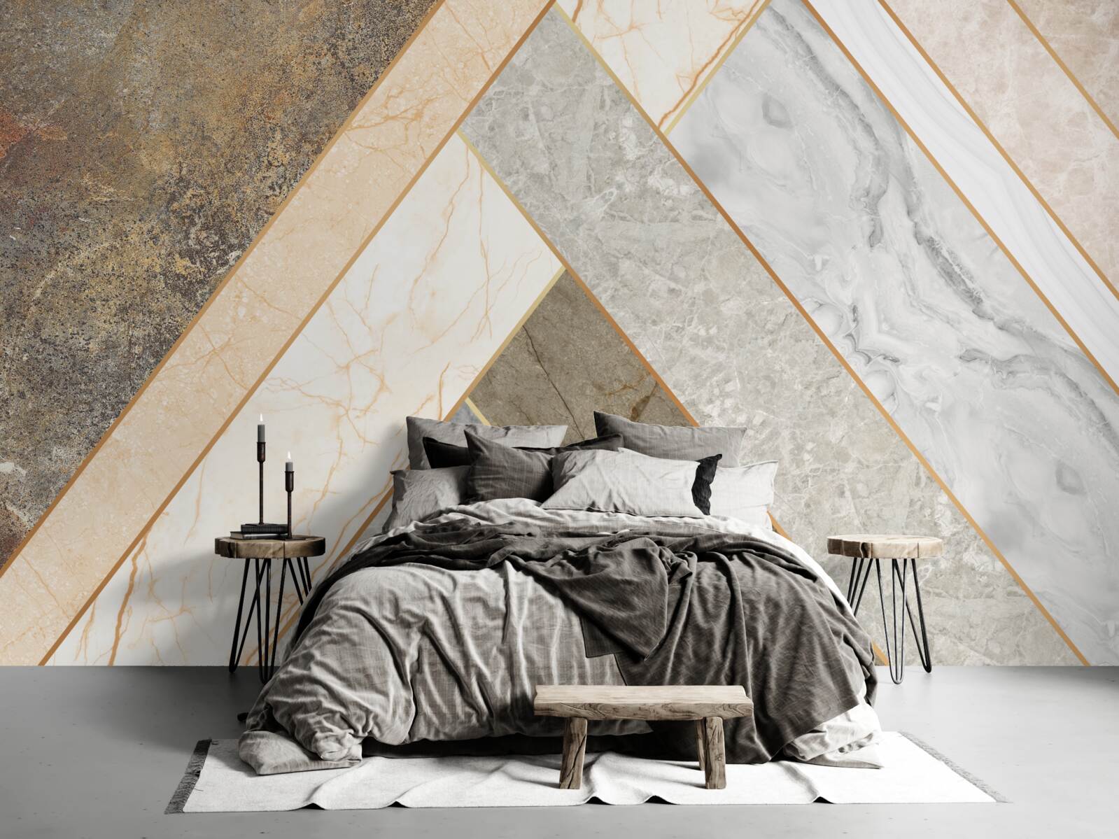 Fototapet mozaic pe marmură în nuanțe deschise