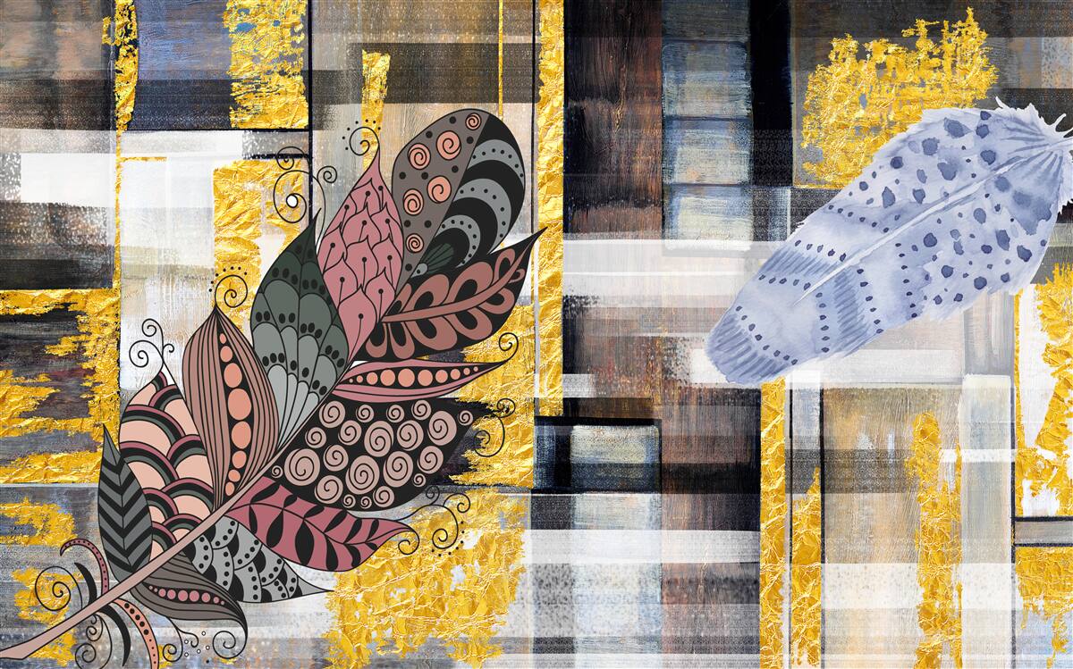 Fototapet fundalul abstract este decorat cu pene uimitoare