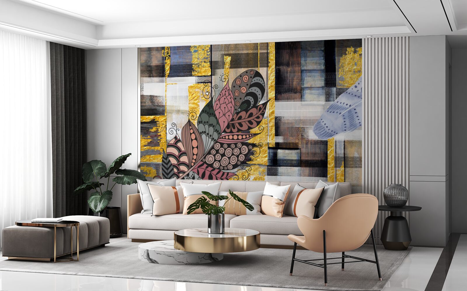 Fototapet fundalul abstract este decorat cu pene uimitoare