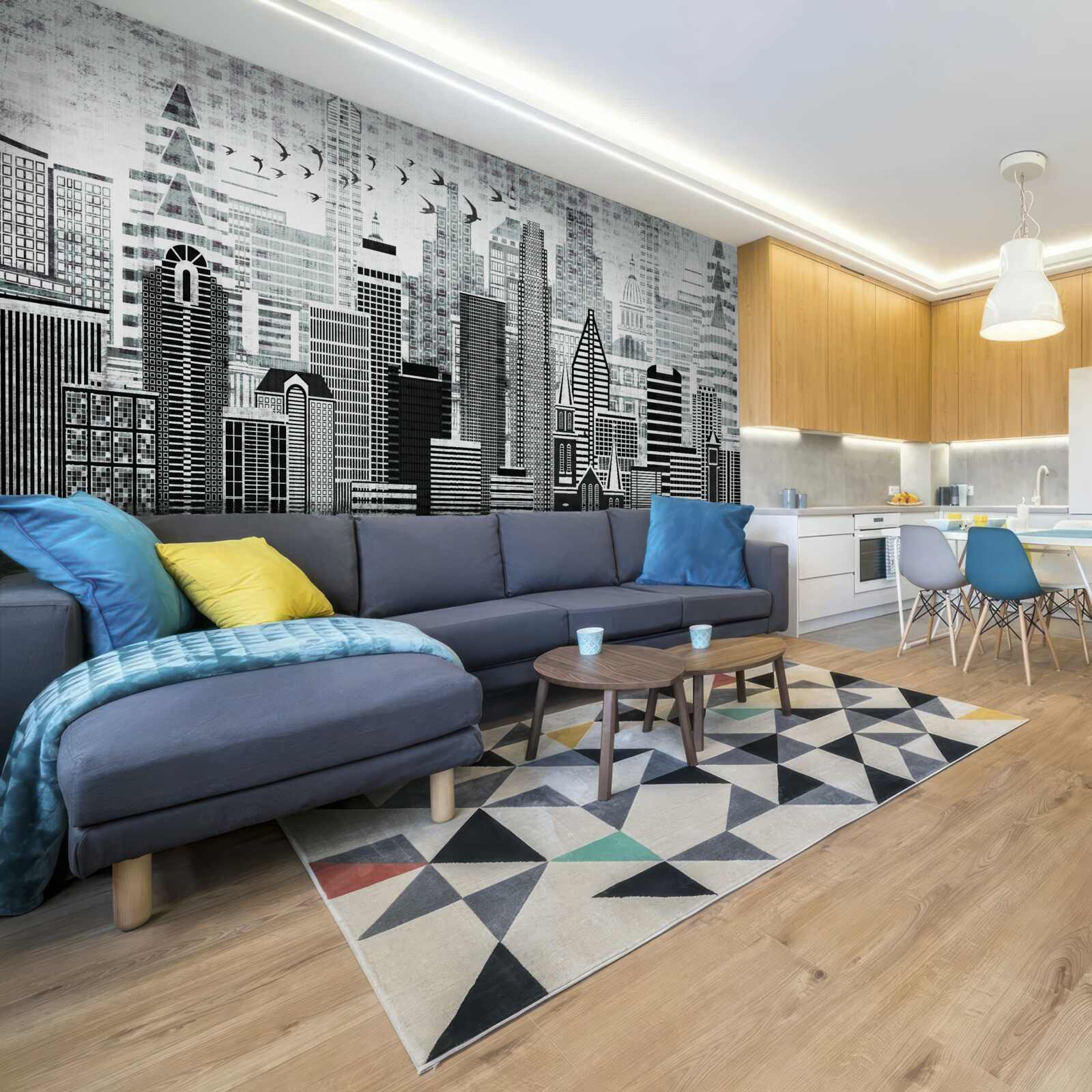 Fototapet vedere panoramică monotonă a orașului