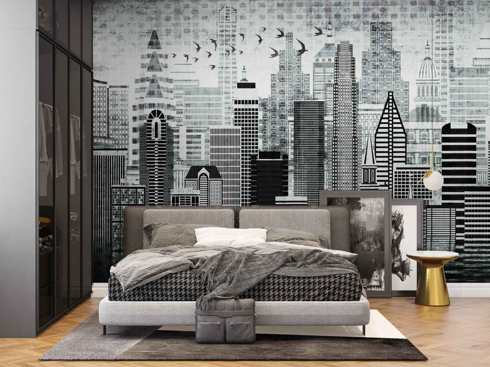 Fototapet vedere panoramică monotonă a orașului