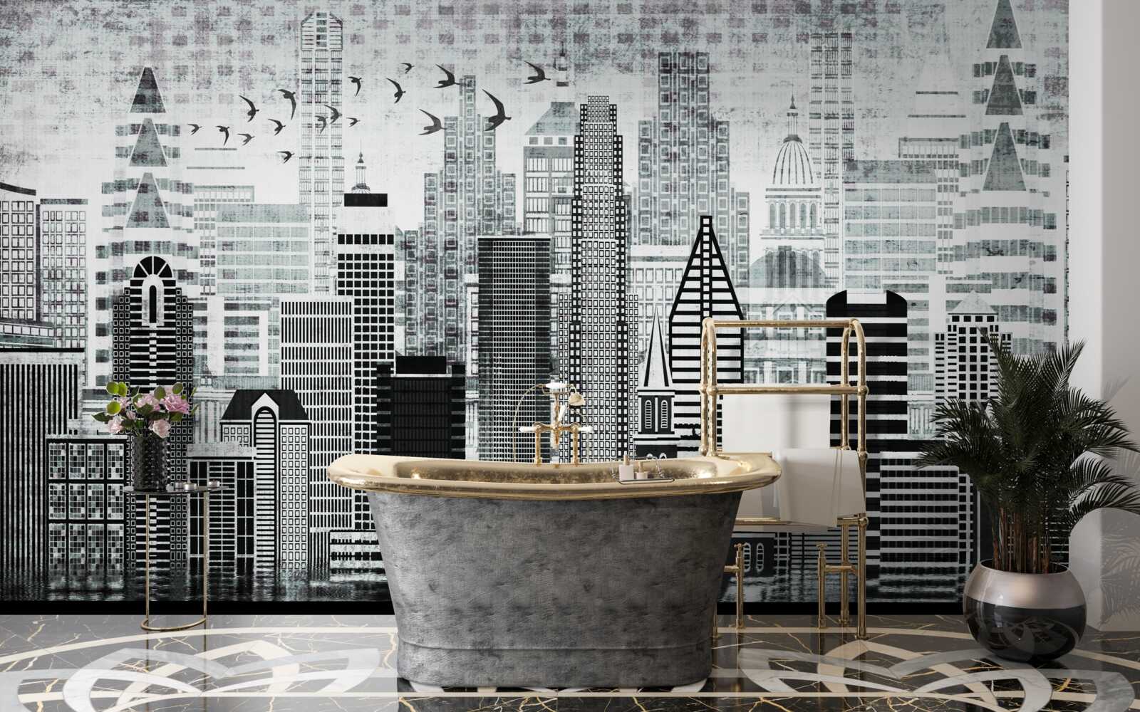 Fototapet vedere panoramică monotonă a orașului