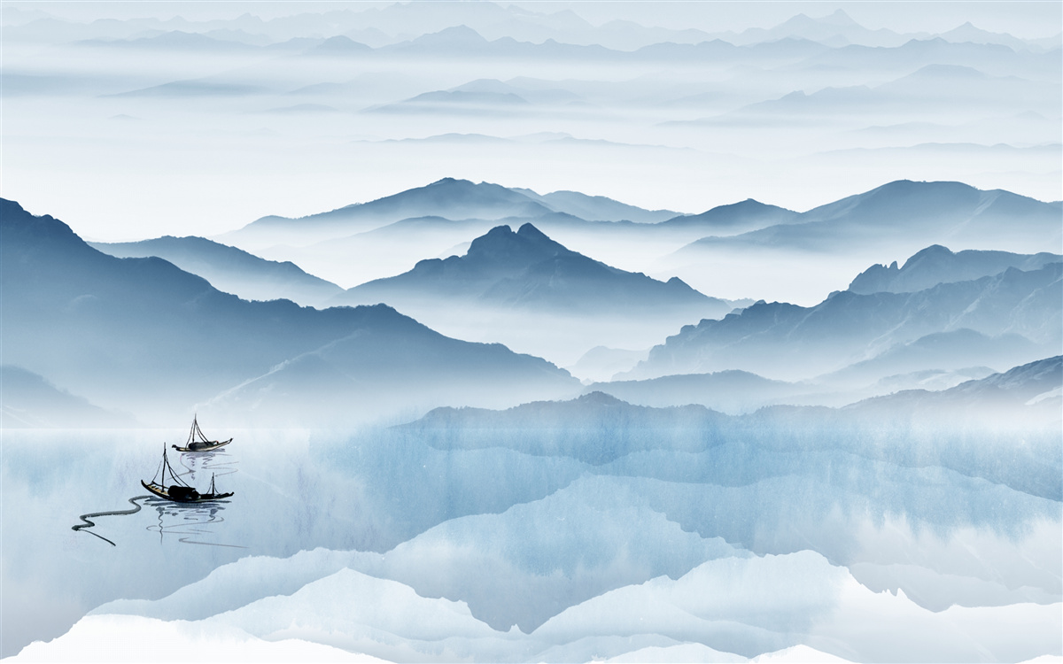 Fototapet Pescuit pe un lac de munte