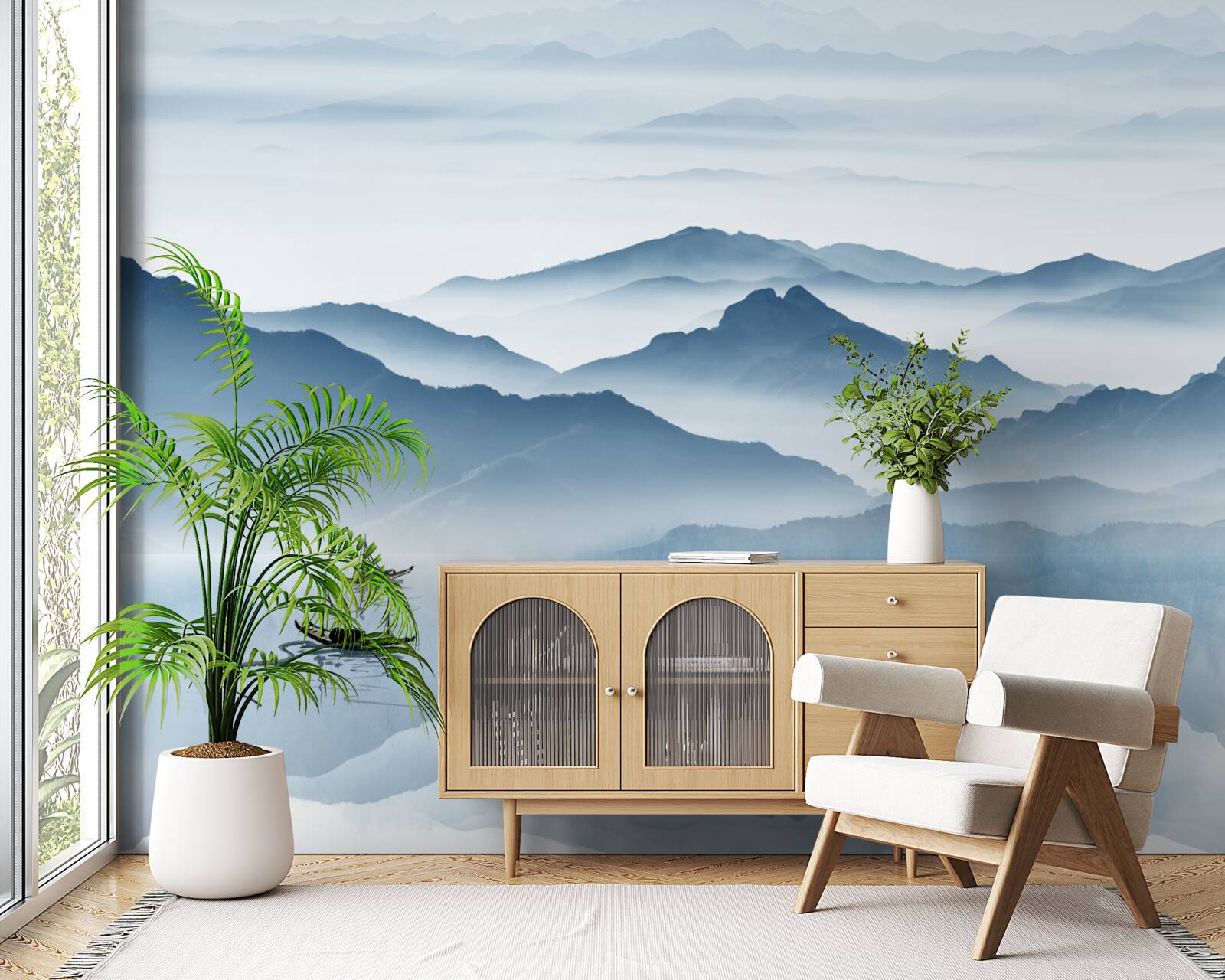 Fototapet Pescuit pe un lac de munte