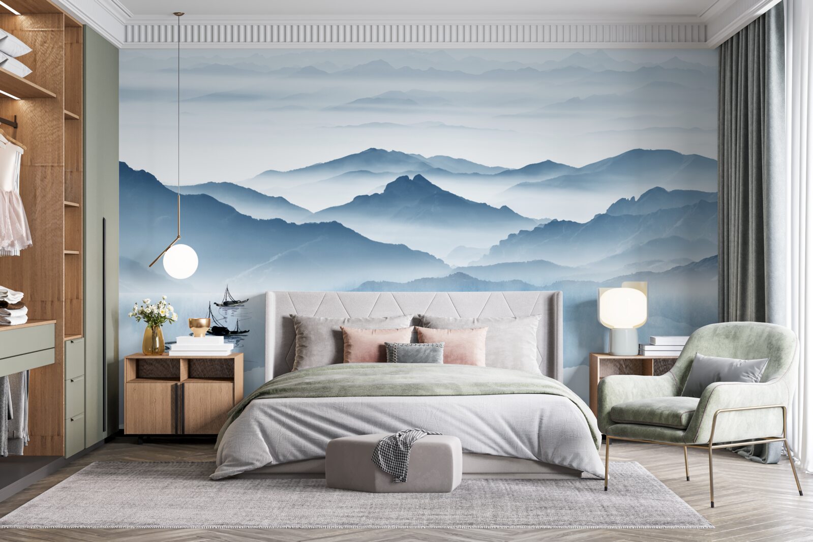 Fototapet Pescuit pe un lac de munte