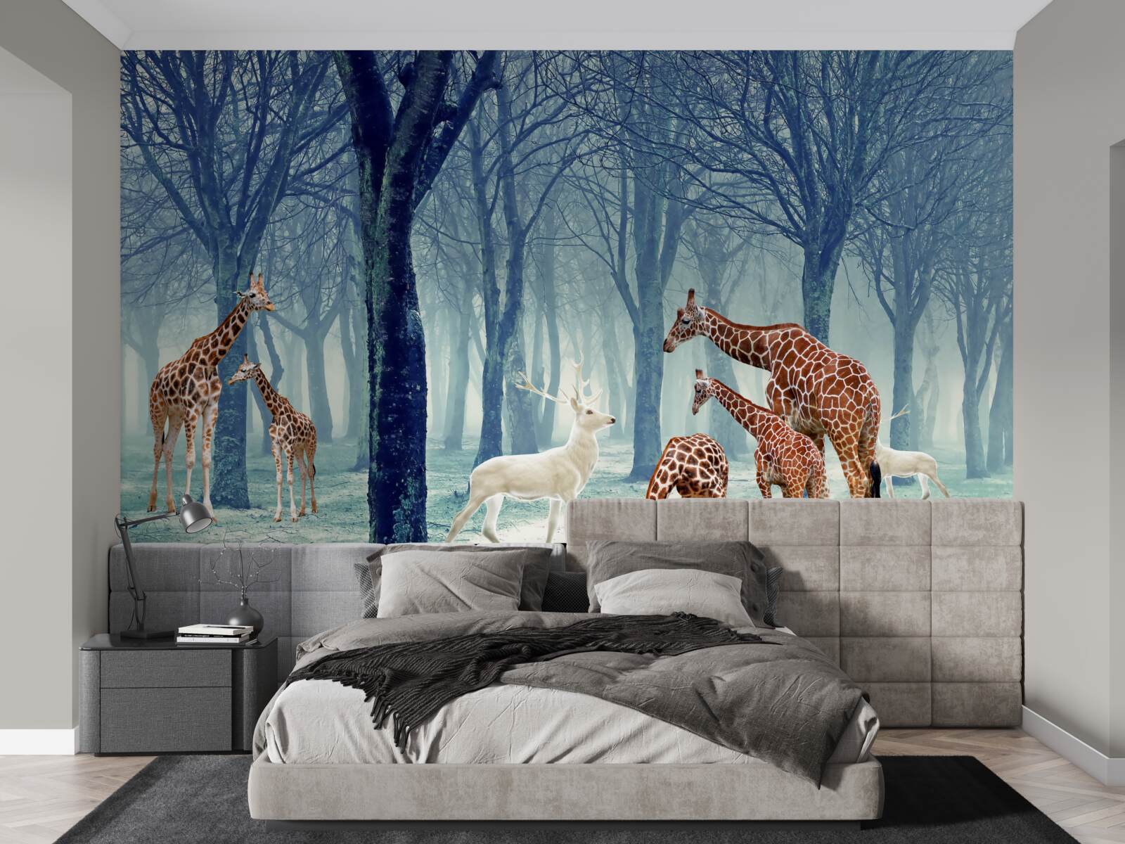 Fototapet Girafele își fac un nou prieten