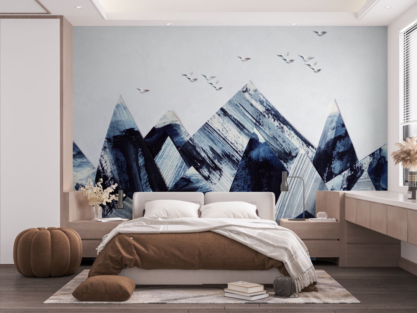 Fototapet vârf de munte sub aripile păsărilor