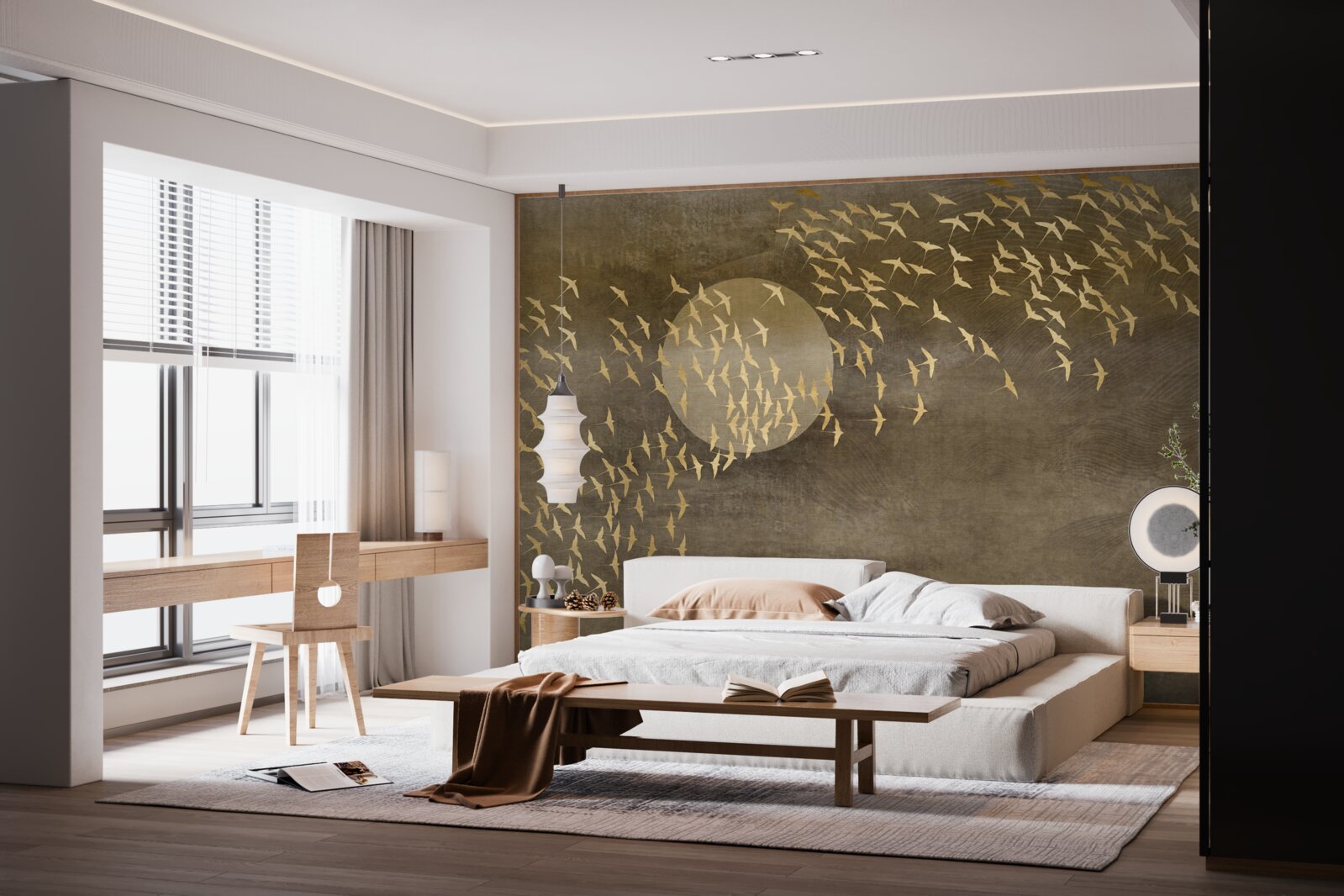 Fototapet Molii lângă lumina unei lămpi de noptieră