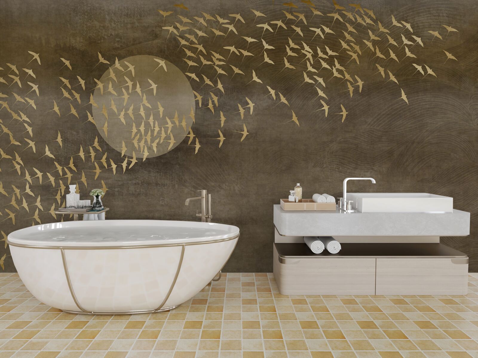 Fototapet Molii lângă lumina unei lămpi de noptieră