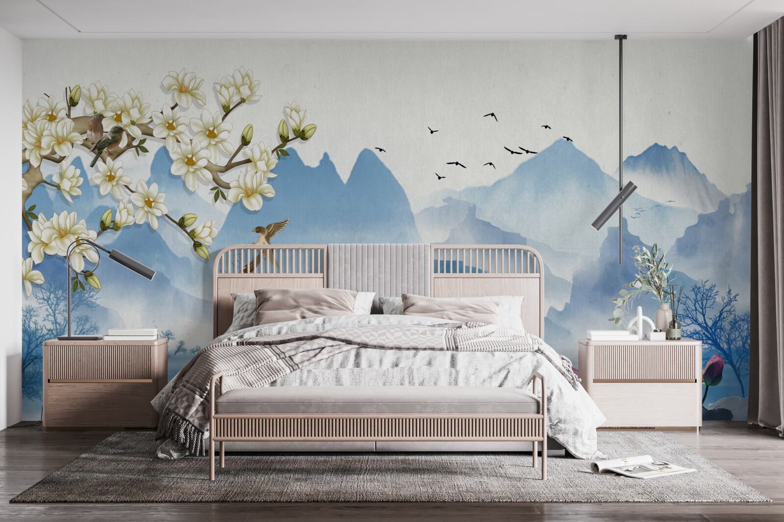 Fototapet acuarele înfățișând lacuri de munte în China