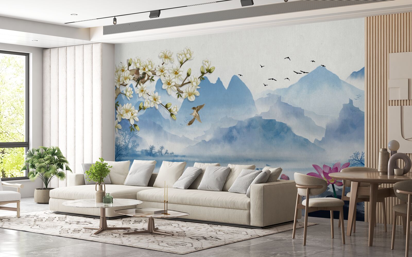 Fototapet acuarele înfățișând lacuri de munte în China