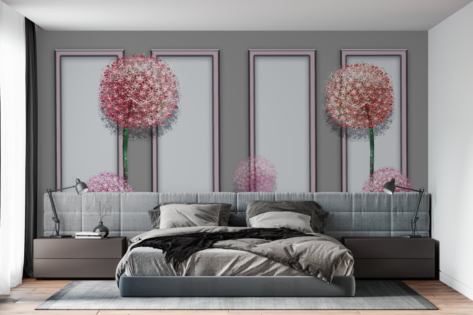 Fototapet păpădii și module de ferestre