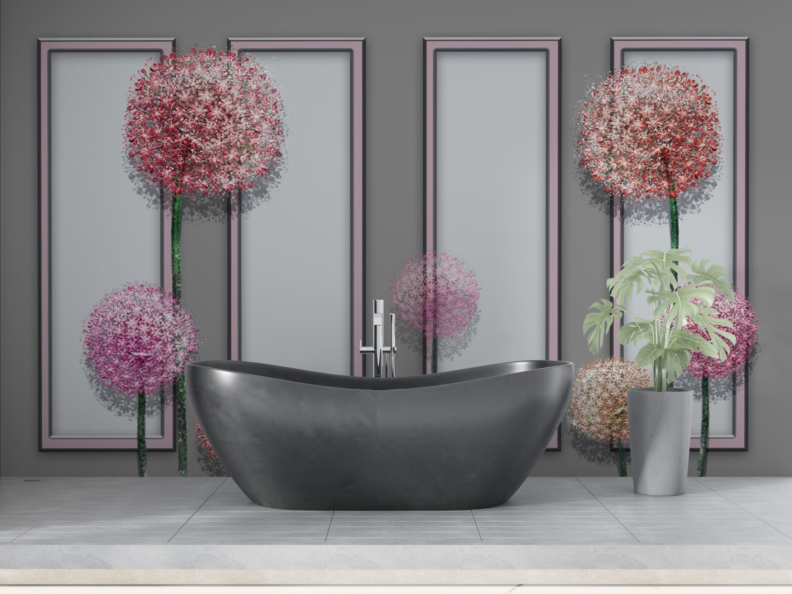 Fototapet păpădii și module de ferestre