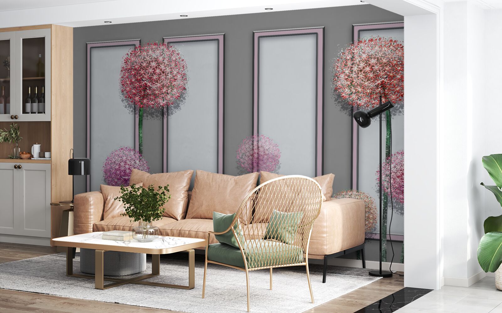 Fototapet păpădii și module de ferestre