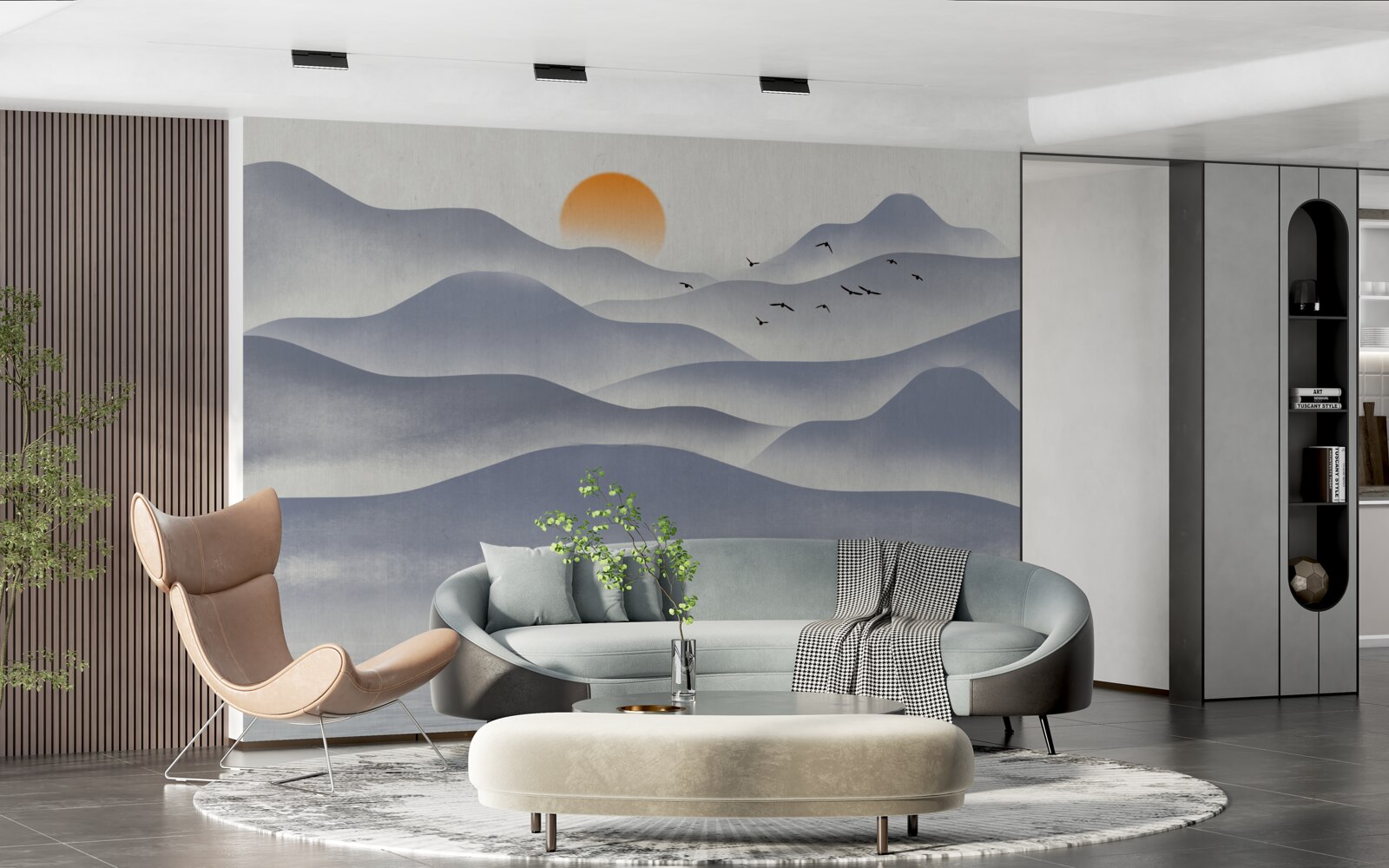 Fototapet comanda pe lac este completată de un pescar