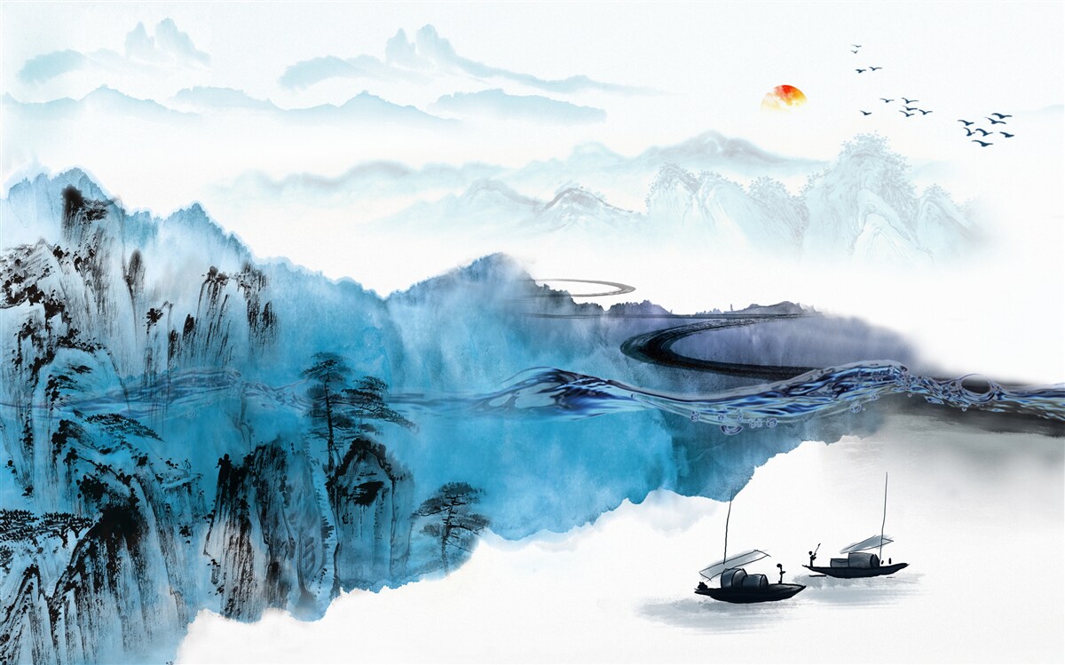 Fototapet sat de pescuit montan