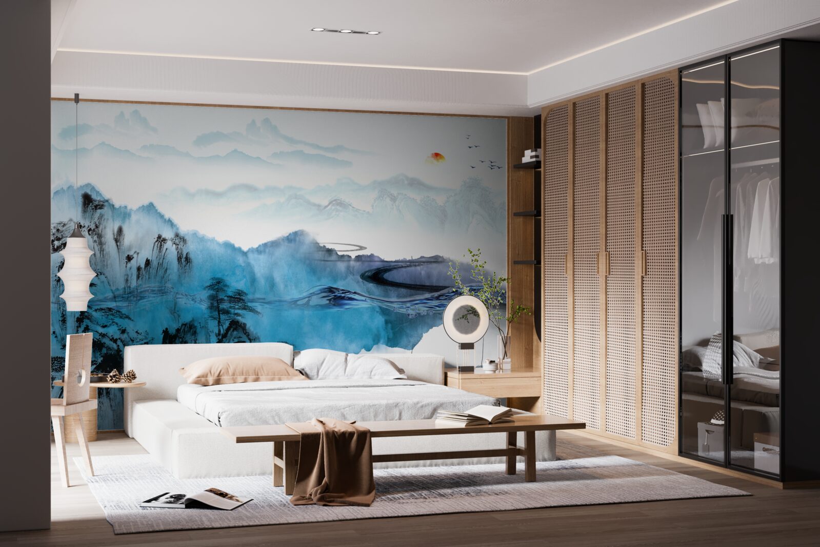 Fototapet sat de pescuit montan