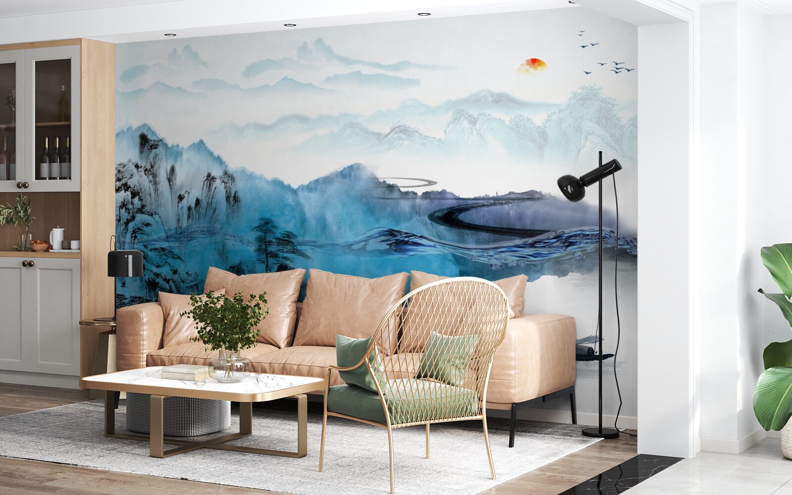 Fototapet sat de pescuit montan