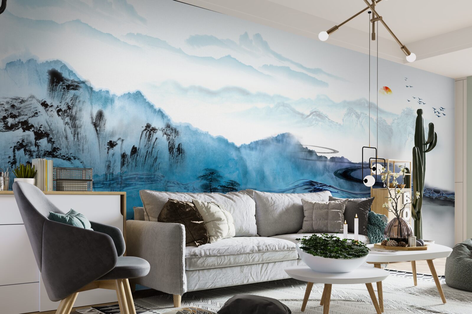 Fototapet sat de pescuit montan