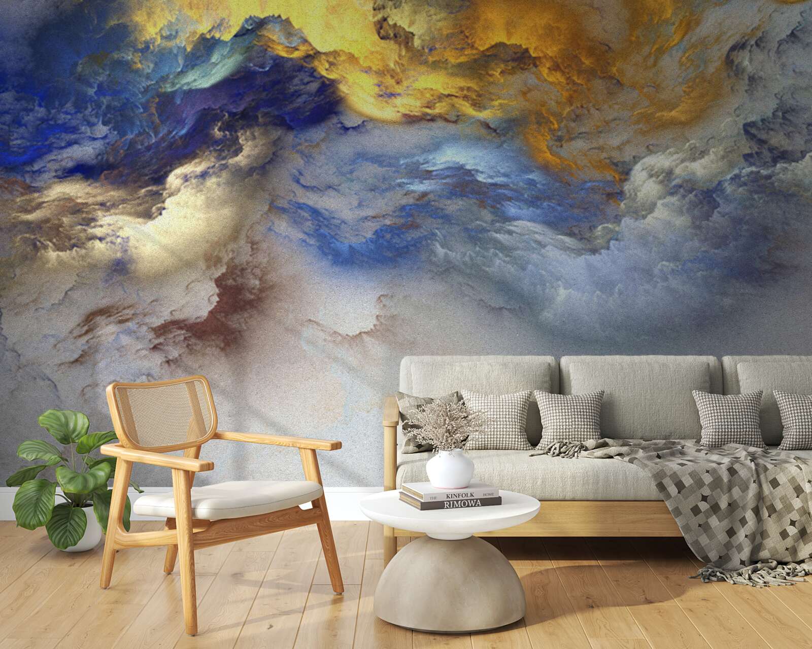 Fototapet marmură cu nuanțe, vopsită în albastru și galben