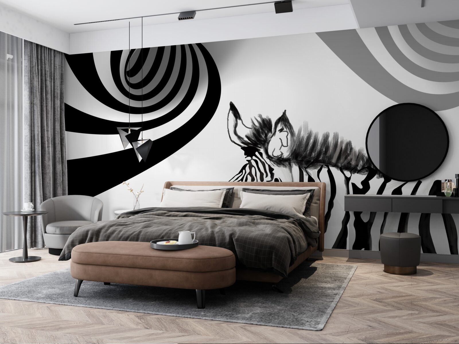 Fototapet zebră albă și neagră în stare de așteptare