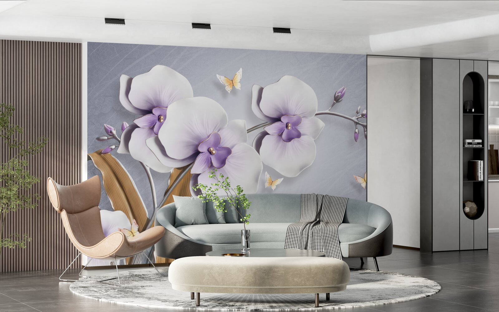 Fototapet orhidee liliac uriașe