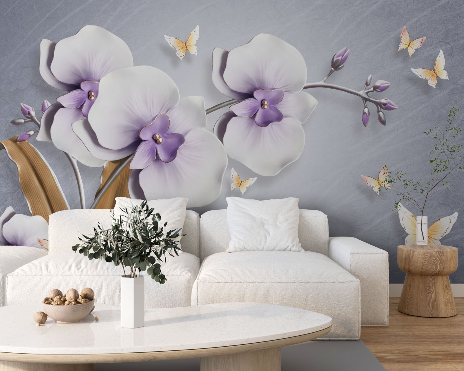 Fototapet orhidee liliac uriașe