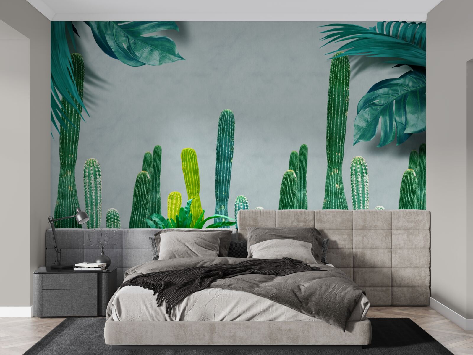 Fototapet palmele tropicale sunt decorate cu cactuși verzi