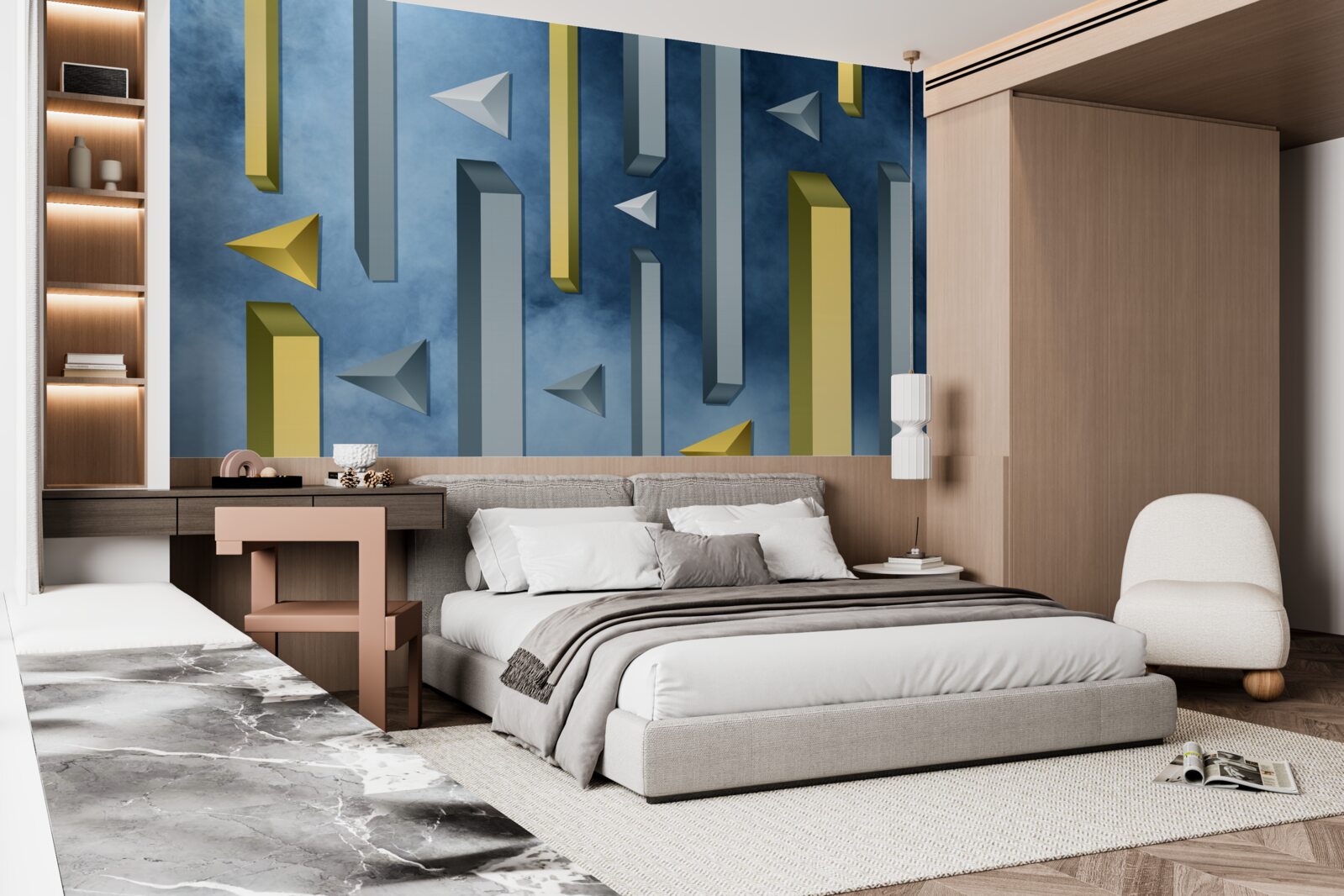 Fototapet stol de păsări pe un cer albastru