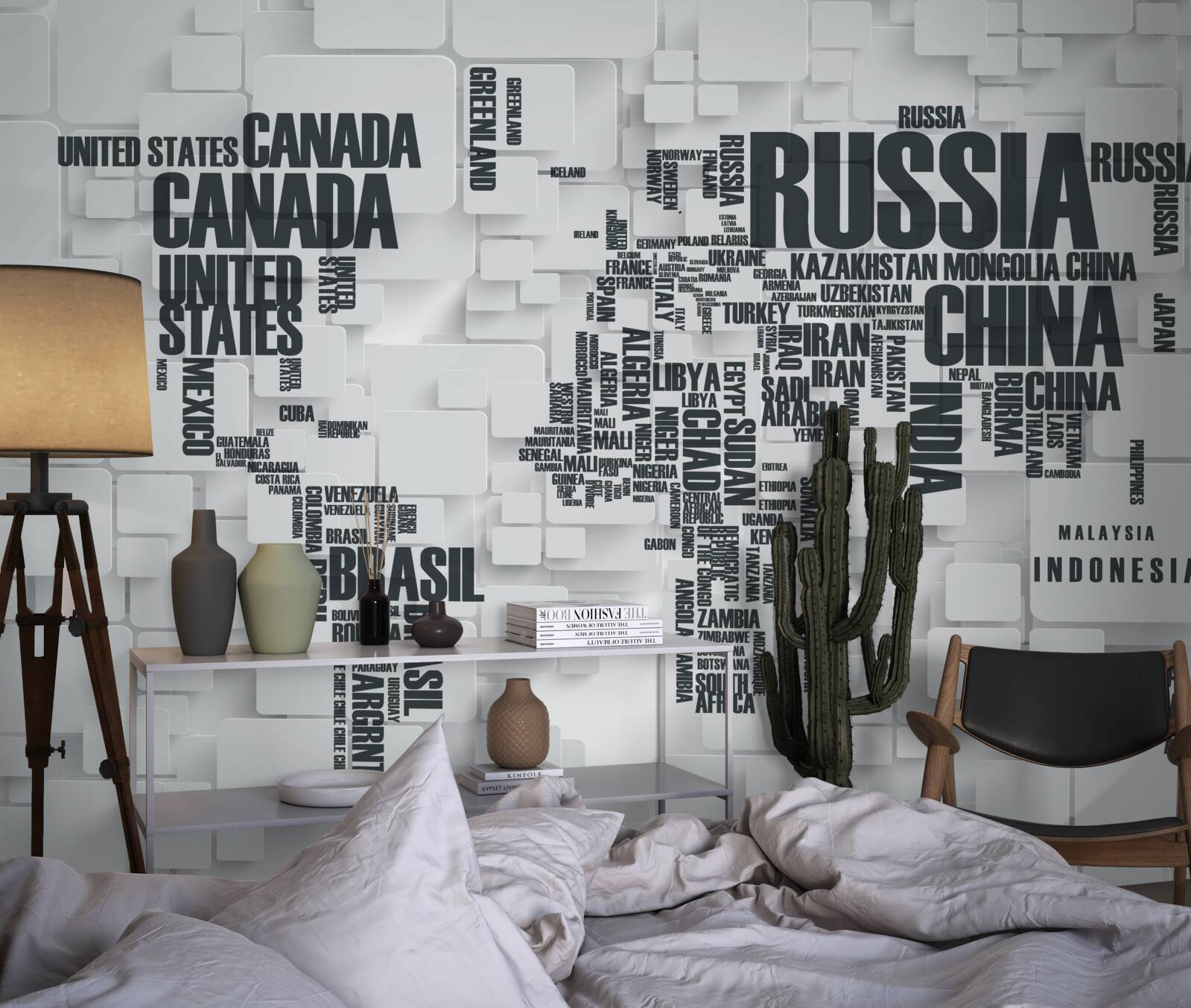 Fototapet hartă cu cele mai mari țări din lume