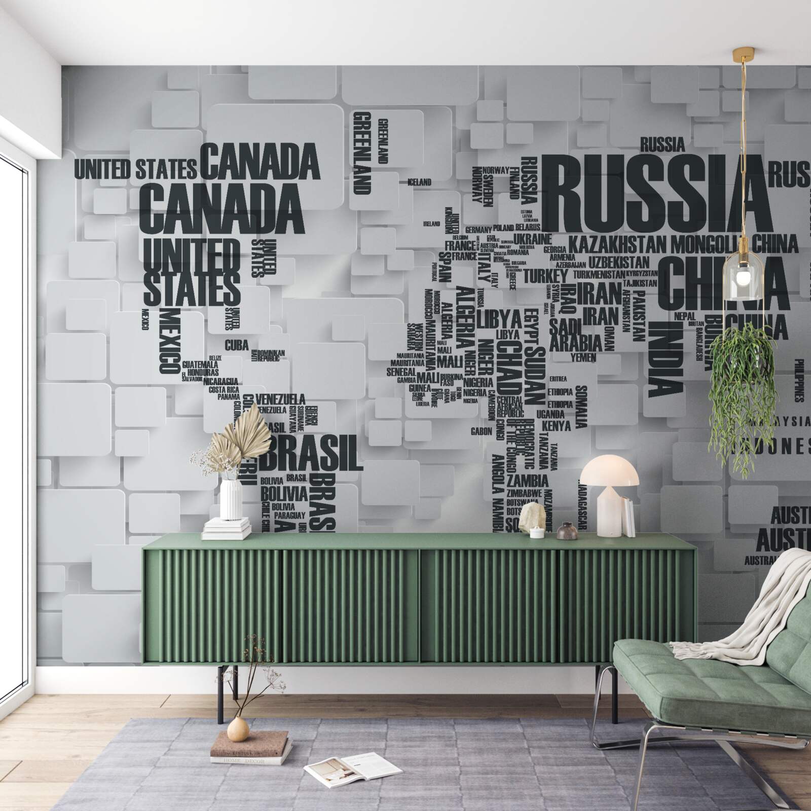 Fototapet hartă cu cele mai mari țări din lume