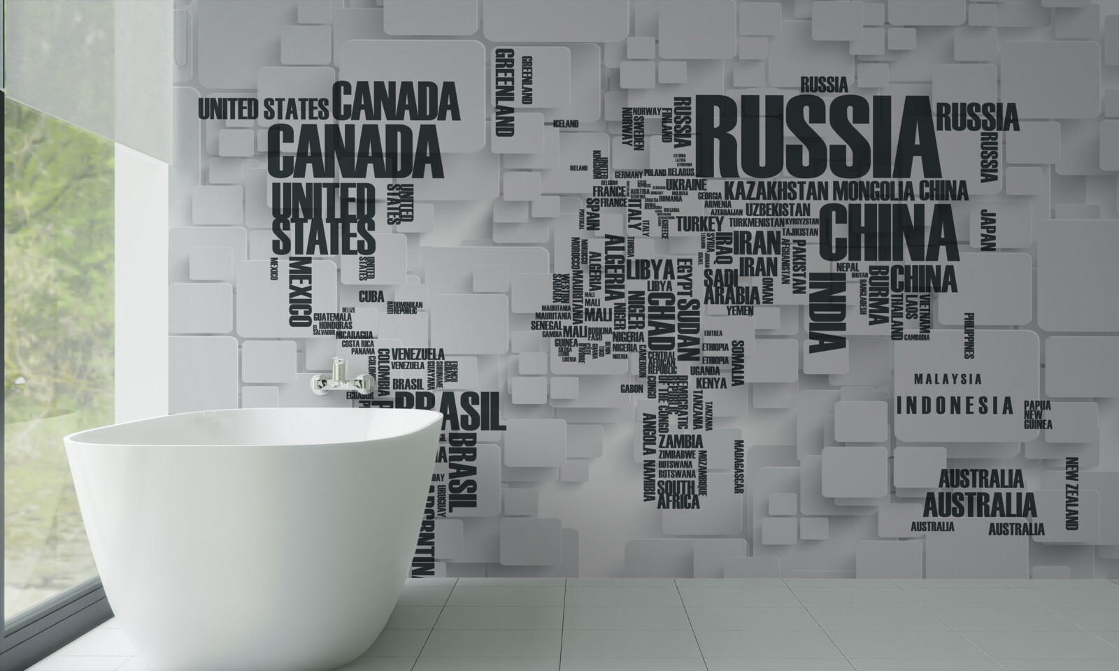 Fototapet hartă cu cele mai mari țări din lume