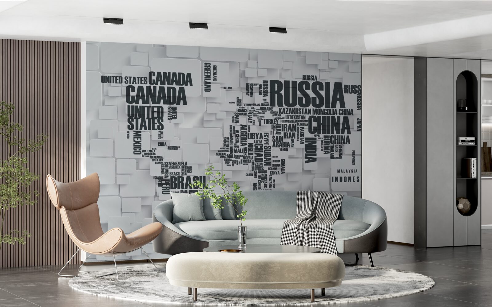 Fototapet hartă cu cele mai mari țări din lume