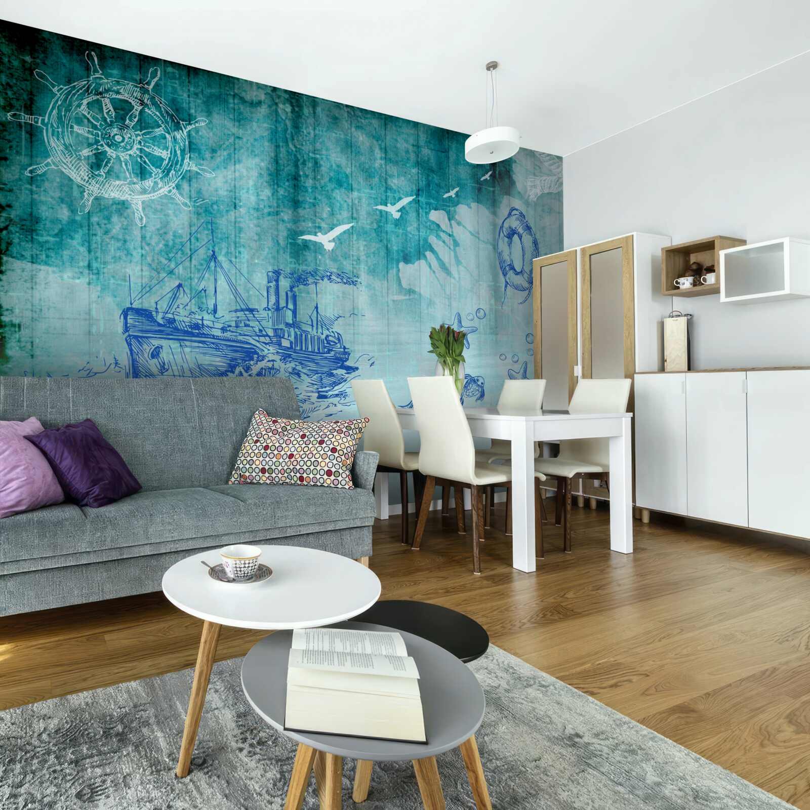 Fototapet Viața la bordul navei și în ocean