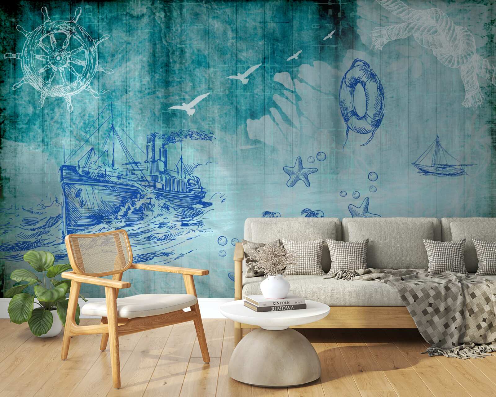 Fototapet Viața la bordul navei și în ocean