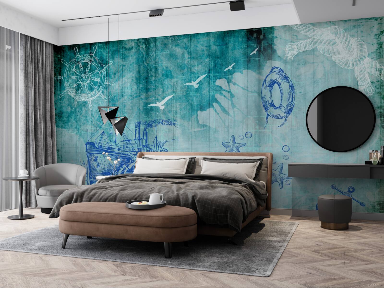 Fototapet Viața la bordul navei și în ocean