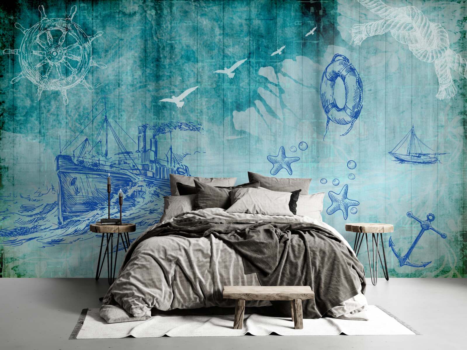 Fototapet Viața la bordul navei și în ocean