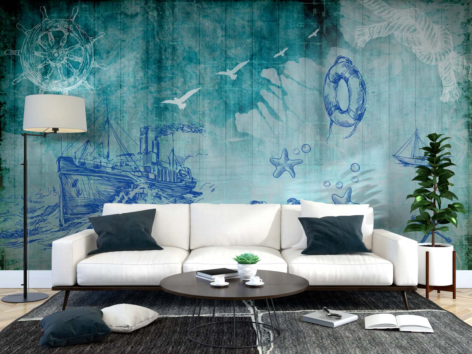 Fototapet Viața la bordul navei și în ocean