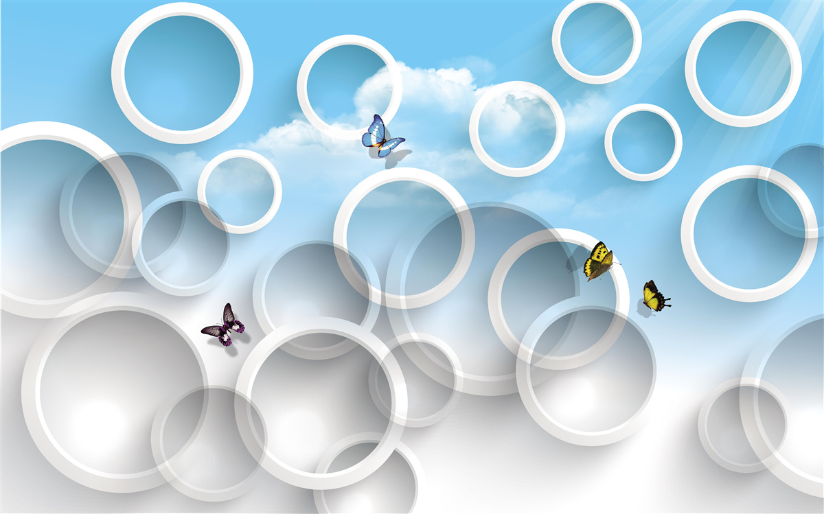 Fototapet cer în cercuri albastre