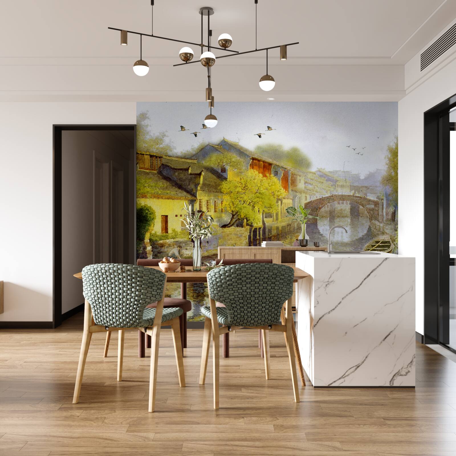 Fototapet acuarele înfățișând flori de pădure