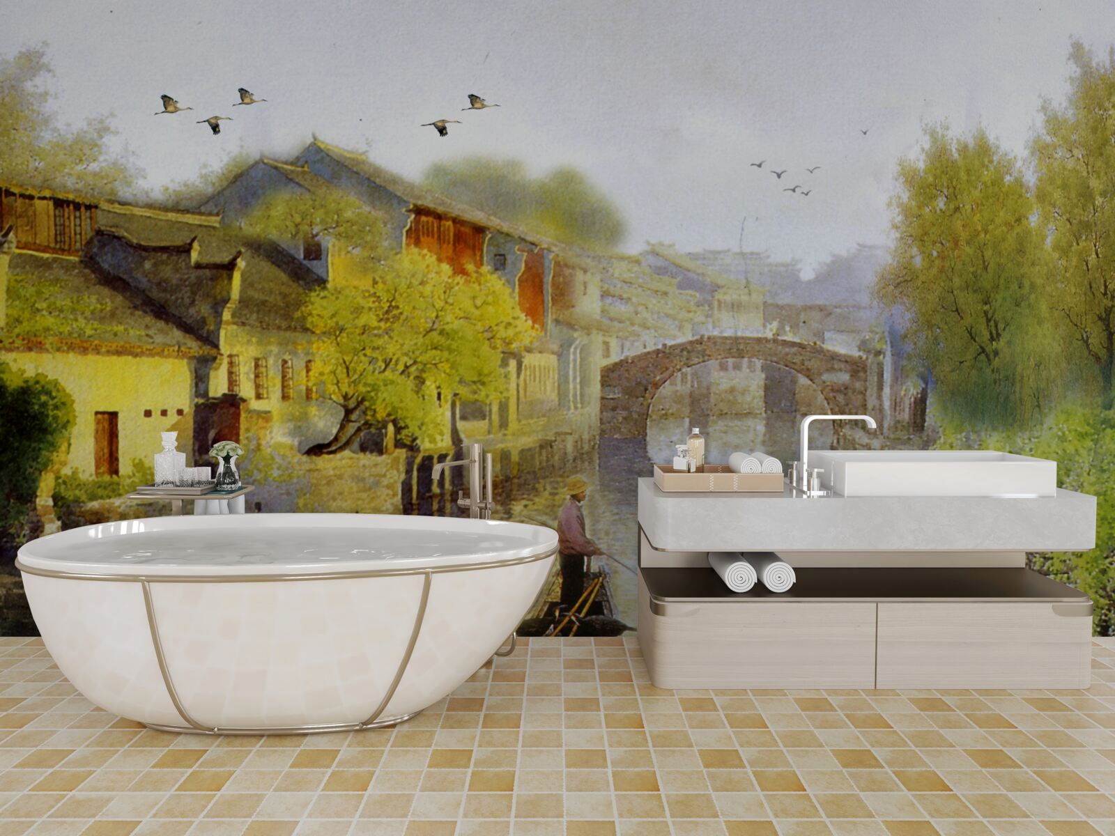 Fototapet acuarele înfățișând flori de pădure