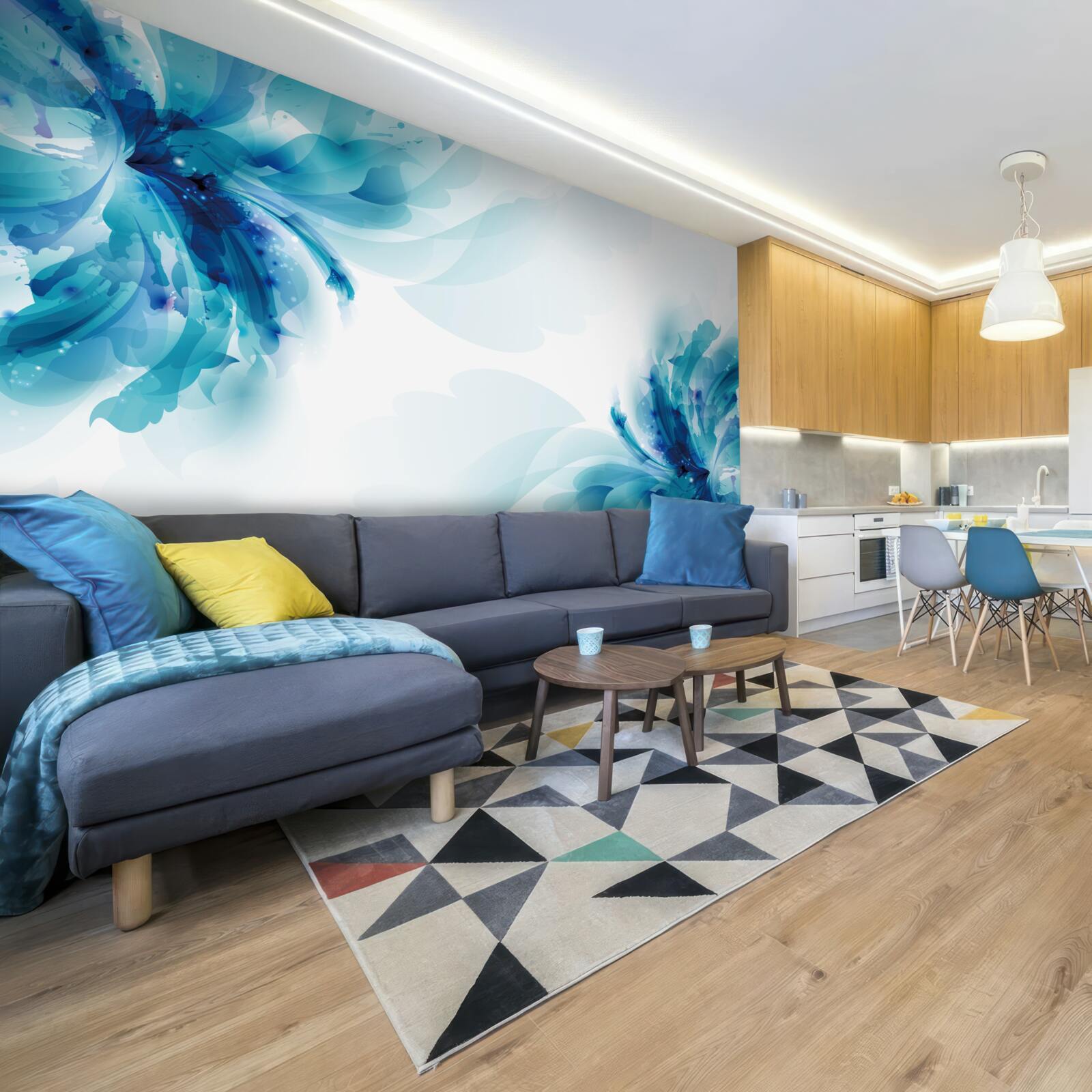 Fototapet doi muguri mari albastre desenate