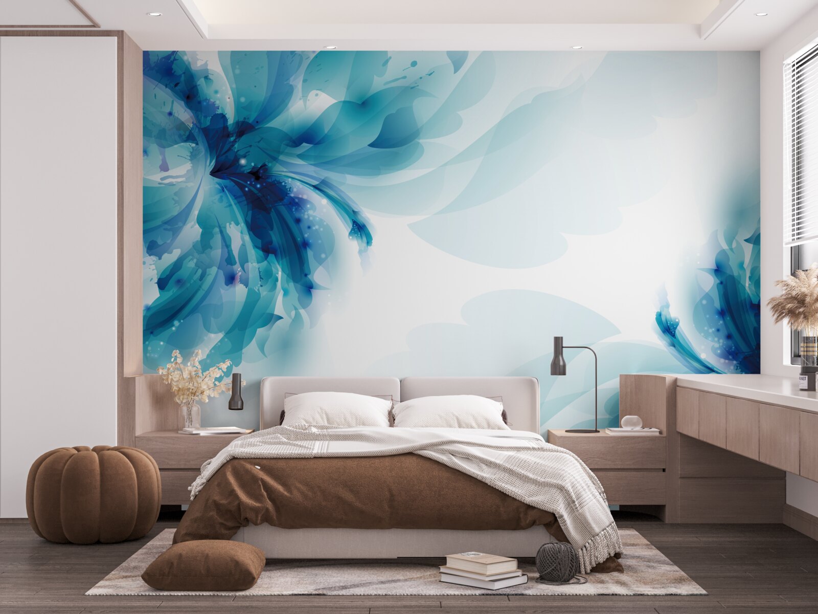 Fototapet doi muguri mari albastre desenate