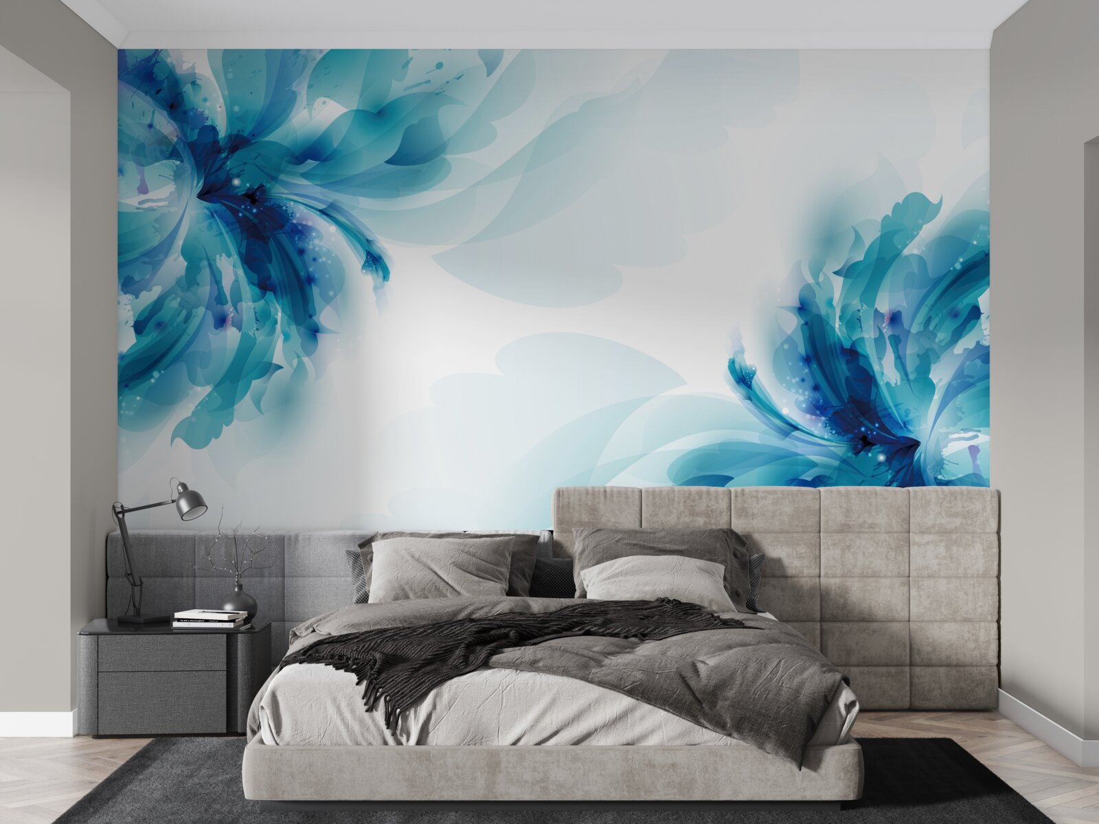 Fototapet doi muguri mari albastre desenate