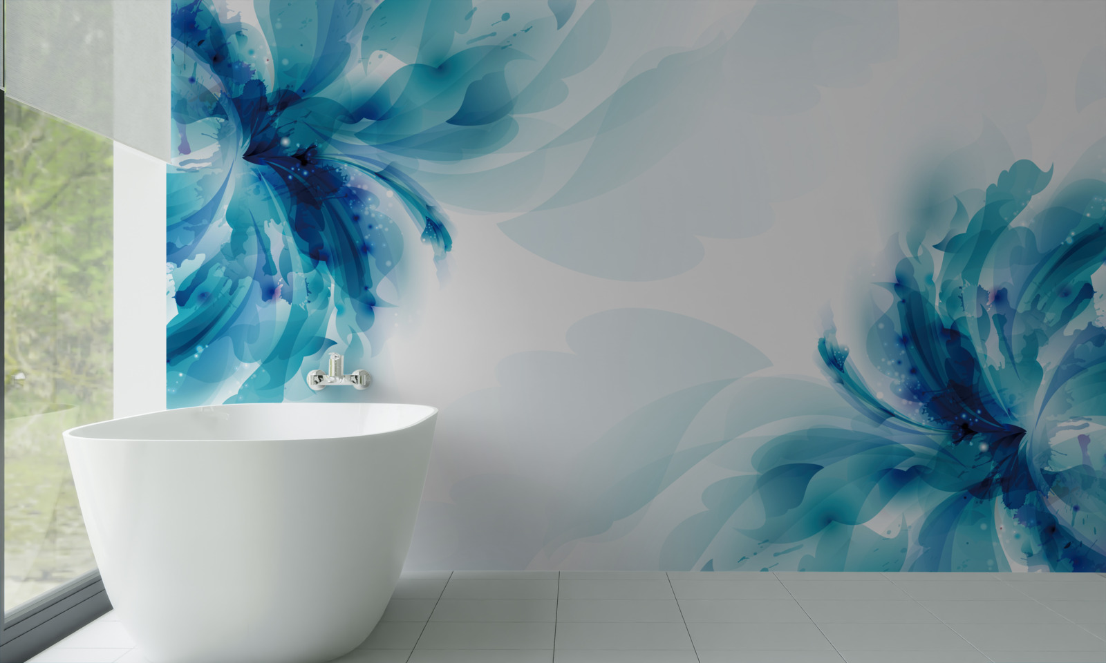 Fototapet doi muguri mari albastre desenate