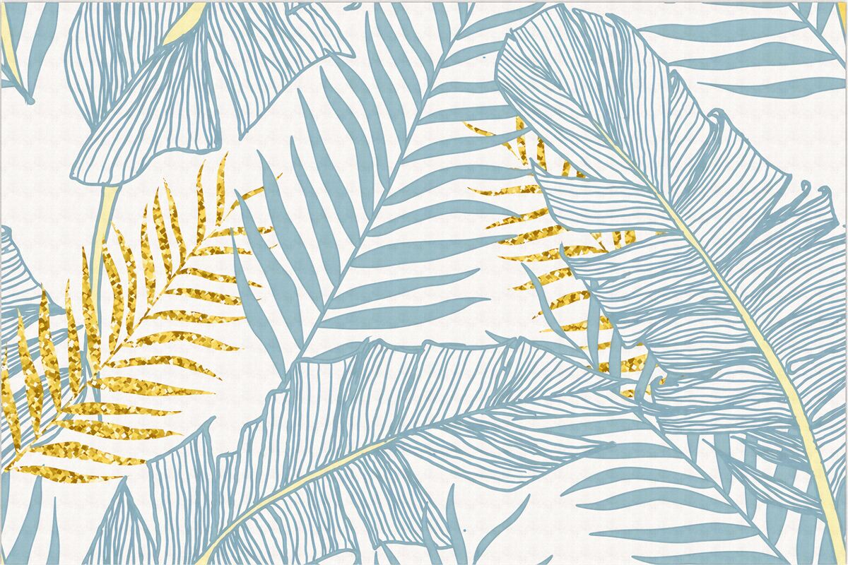 Fototapet pene în nuanțe de albastru și auriu